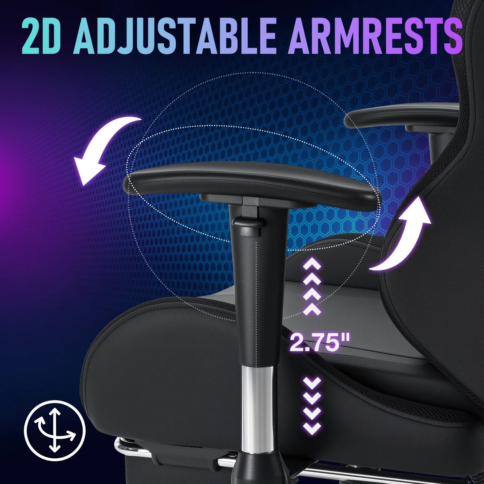 LED Gaming Chair for Children 8-15 Years, Adjustable Gamer Chair with LED Lighting, Footrest & Lumbar Support, Ergonomic PC Chai