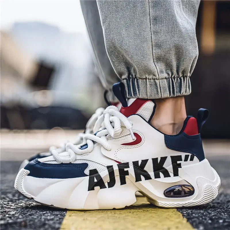 Ins Color-blocking Trendy Men's Shoes 2025 Yellow Dad Shoes Chunky Sneakers Man Thick-soled Height-enhancing Casual Sports Shoes