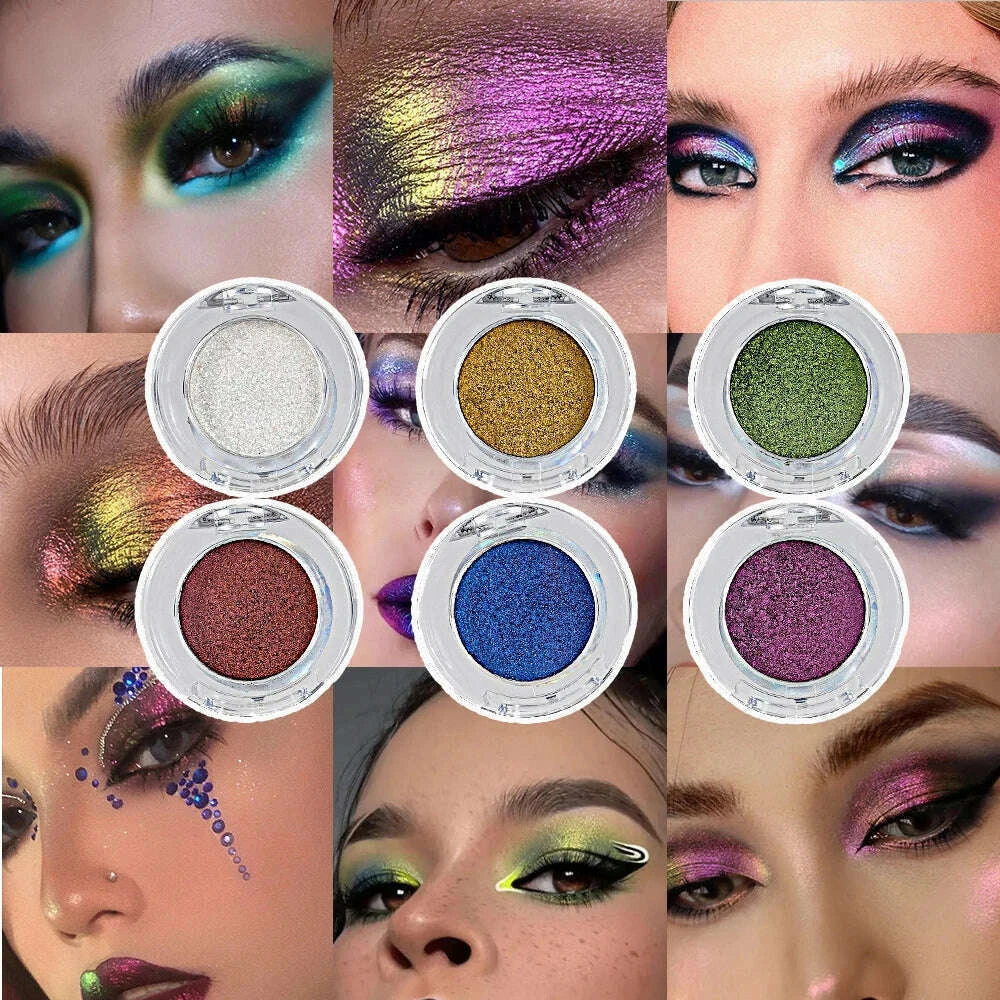 High-Pigmented Chameleon Purple Eyeshadow Powder MultiChrome Shifting Pigments Shiny Metallic Lipstick Eyes Makeup Palette