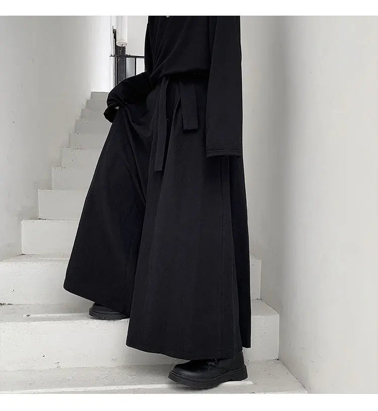 Men Hakama Harajuku Kimono Samurai Pants Men Casual Wide Pants Men Chinese Style Hanfu Tang Trousers Male Kendo Uniforms