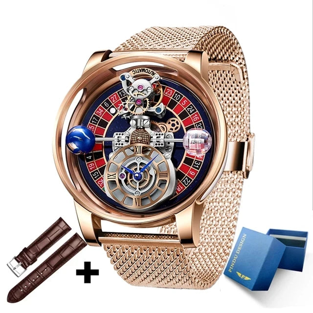 2024 PINDU DESIGN Men Watches Top Brands Luxury Celestial Series Roulette Creative Watch Quartz Wristwatch Montre Homme