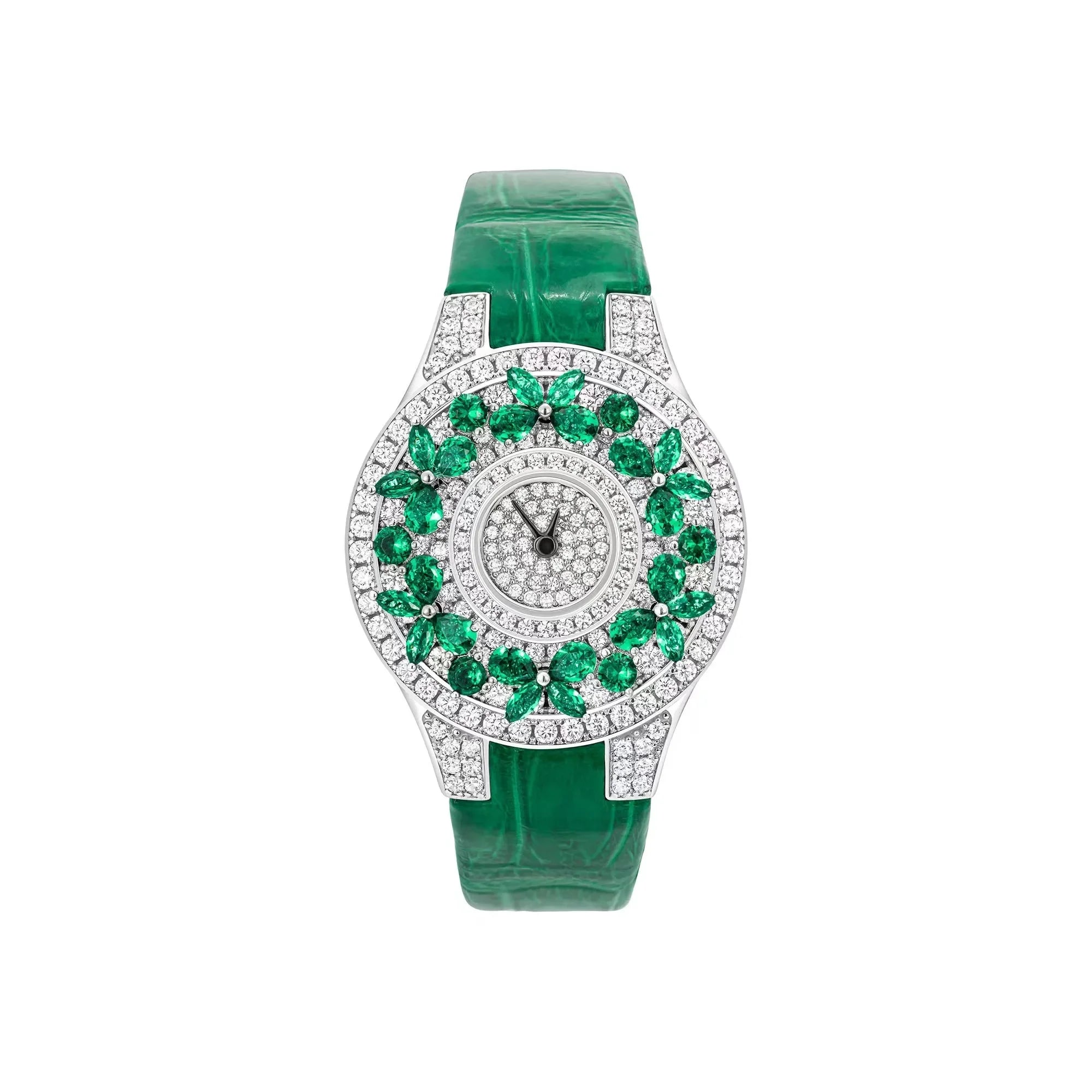 Luxury Brand Woman Watch Qualities Diamond Emerald Watches Ladies Leather Brcalaet Elegant Montre Femme watch for women - Kimlud