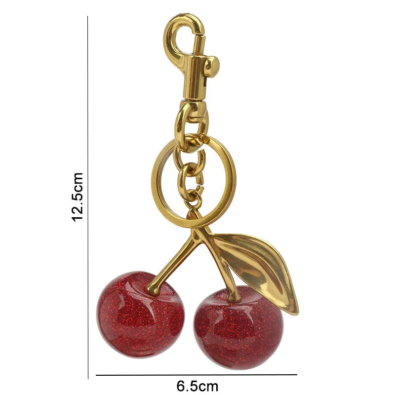 Cherry Charm Handbag Pendant Keychain for Women's Exquisite Internet-famous Crystal Cherry Bag Accessories High-Grade Pendant - Kimlud