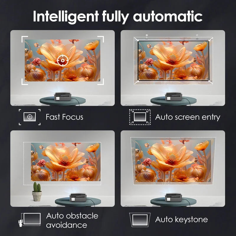 CAIWEI 4K Beam Projectors for Movie Auto Focus Correction Smart Android Wifi 1080P Full HD Home Theater Projector Global Version - Kimlud