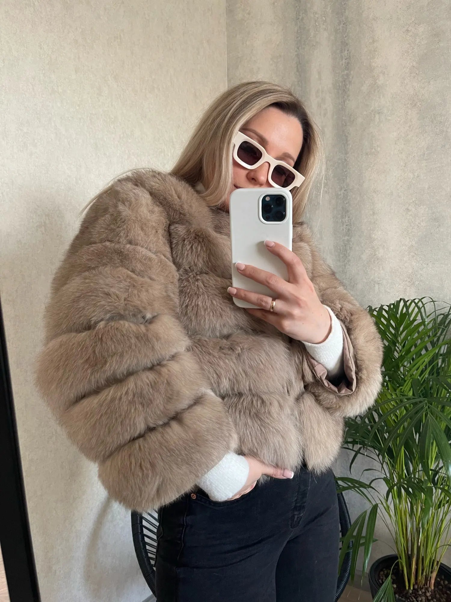 OFTBUY 2022 Winter Jacket Women Real Fox Fur Coat Natural Fox Fur Outerwear O-neck Three Quarter Sleeve Thick Warm Fashion New