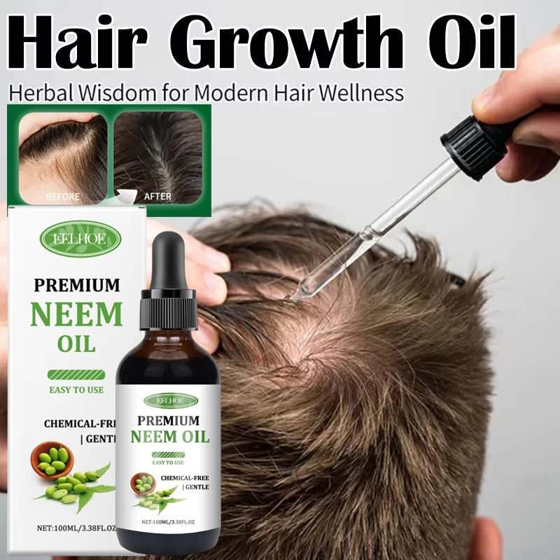 Pure Neem Oil Hair Serum Repairing Damaged Dry Split End Hydrating Nourishing Smoothing Soften Hair Essential Oil Hair Care