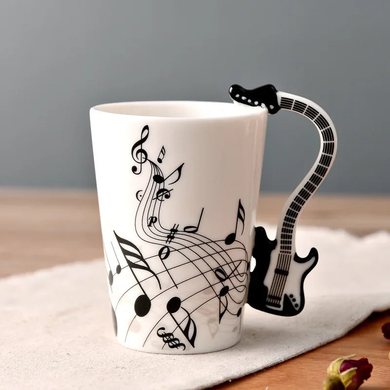 Novelty Music Note Cup Ceramic Guitar Coffee Mugs Personality Tea/Milk/Juice/Lemon Water Bottle Christmas Birthday Gift...