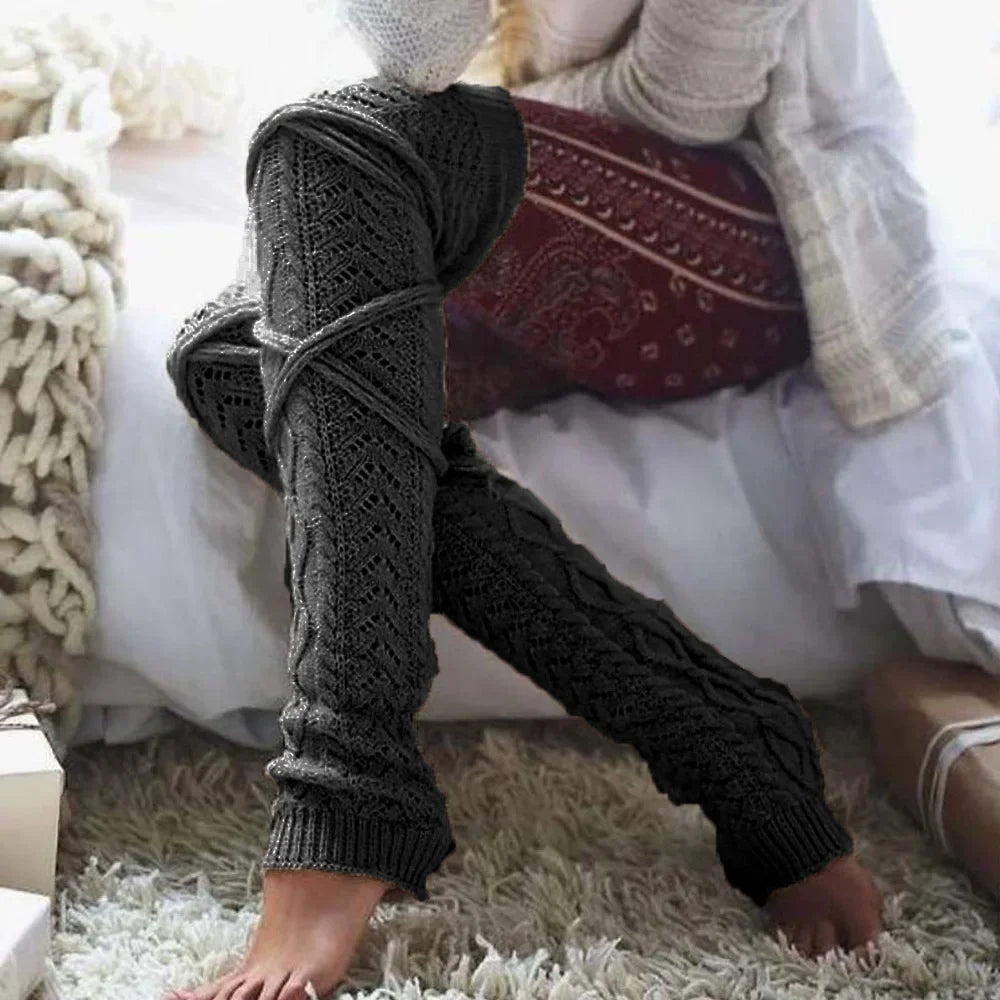 Womens Leg Warmers Boots Gaiter Winter Ankle Warm Thermal Ladies Wool Above Knee High Socks Knitted Female Y2k Accessory Gothic