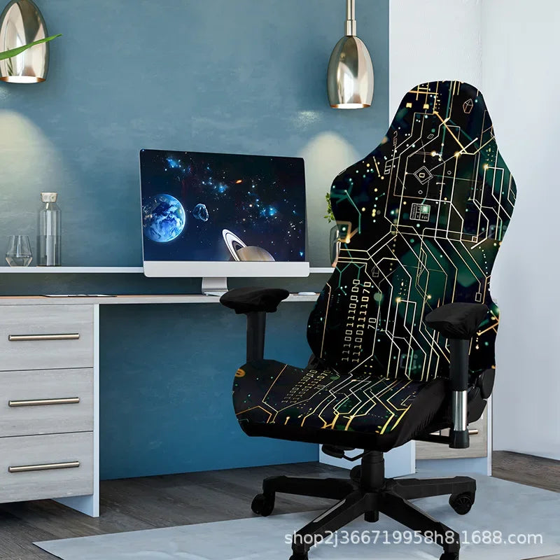 One-Piece Stretch Gaming Chair Cover Brilliant Green Light Chair Cover High Elasticity for Office Gaming Chairs Home Decoration - Kimlud