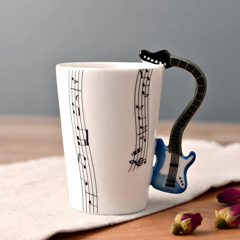Novelty Music Note Cup Ceramic Guitar Coffee Mugs Personality Tea/Milk/Juice/Lemon Water Bottle Christmas Birthday Gift...