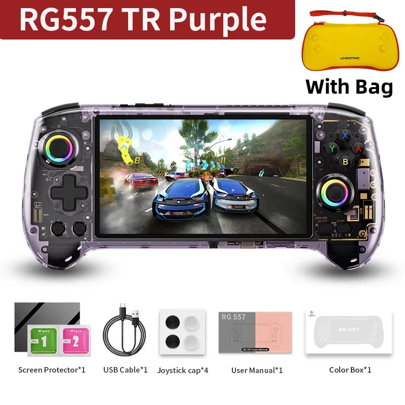 ANBERNIC RG557 Retro Handheld Game Console 5.48''AMOLED Screen Android 14 Video Game Consoles Dimensity 8300 512G PSP PS2 Gift