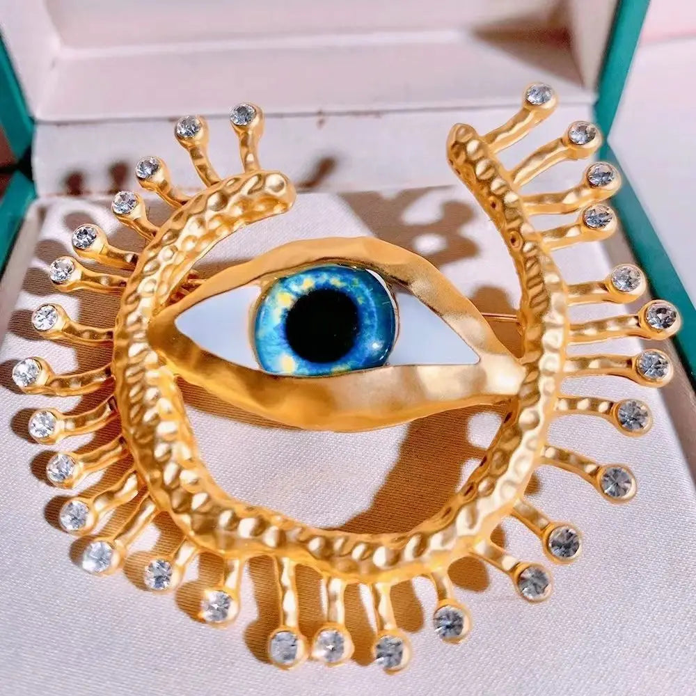 Big Blue Eye Round Brooches Women Unisex New Design Charming Eyes Party Office Brooch Pin Gifts