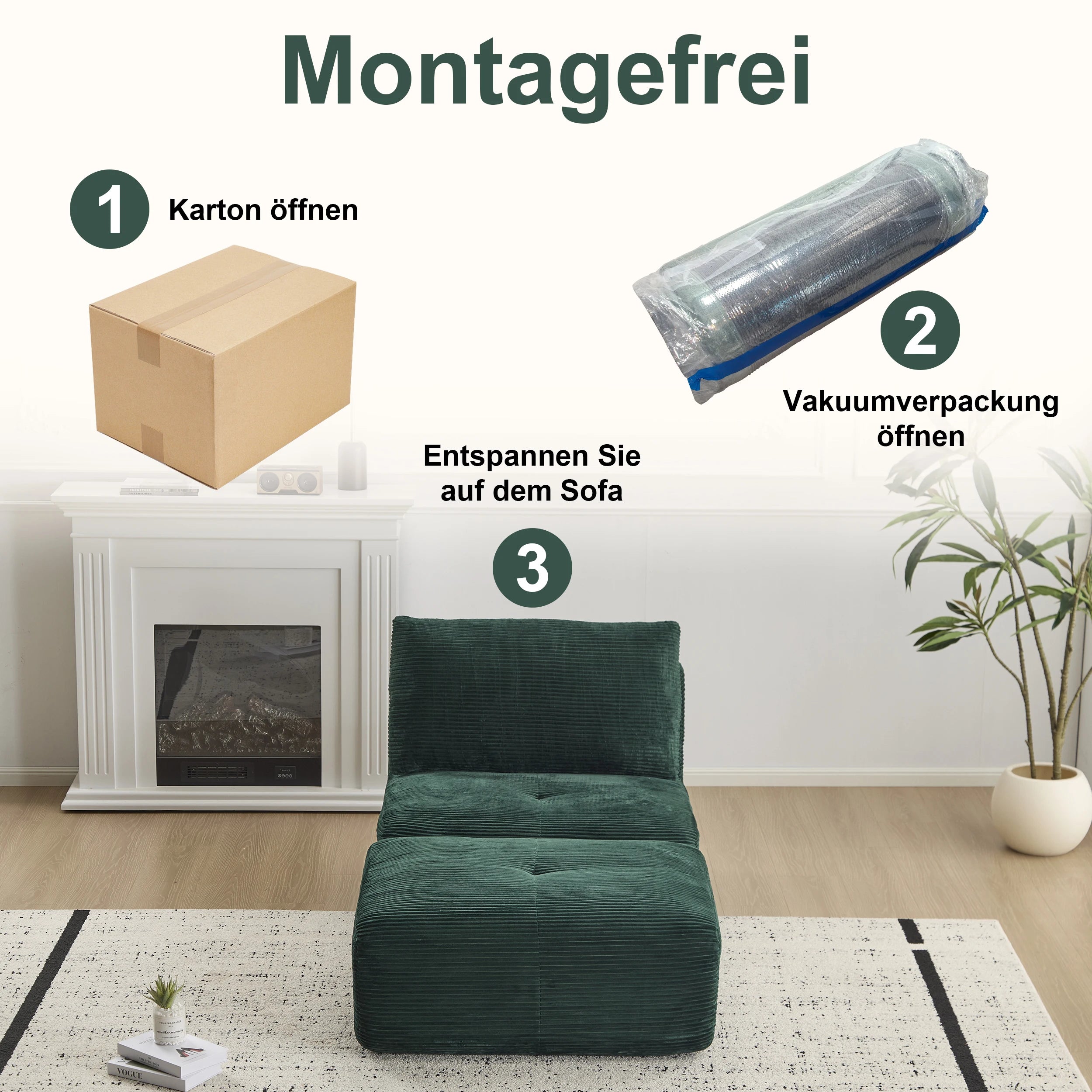 Corduroy Sofa Bed,Comfortable Small Single Sofa,Compression Sofa Seat,Foldable Lounger for Bedroom, Guest Room or Living...