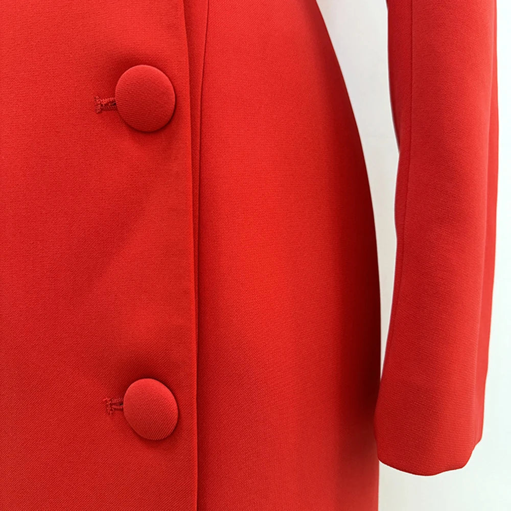 TWOTWINSTYLE Solid Slimming Designer Trench For Women V Neck Long Sleeve Patchwork Double Breasted Formal Coats Female Fashion