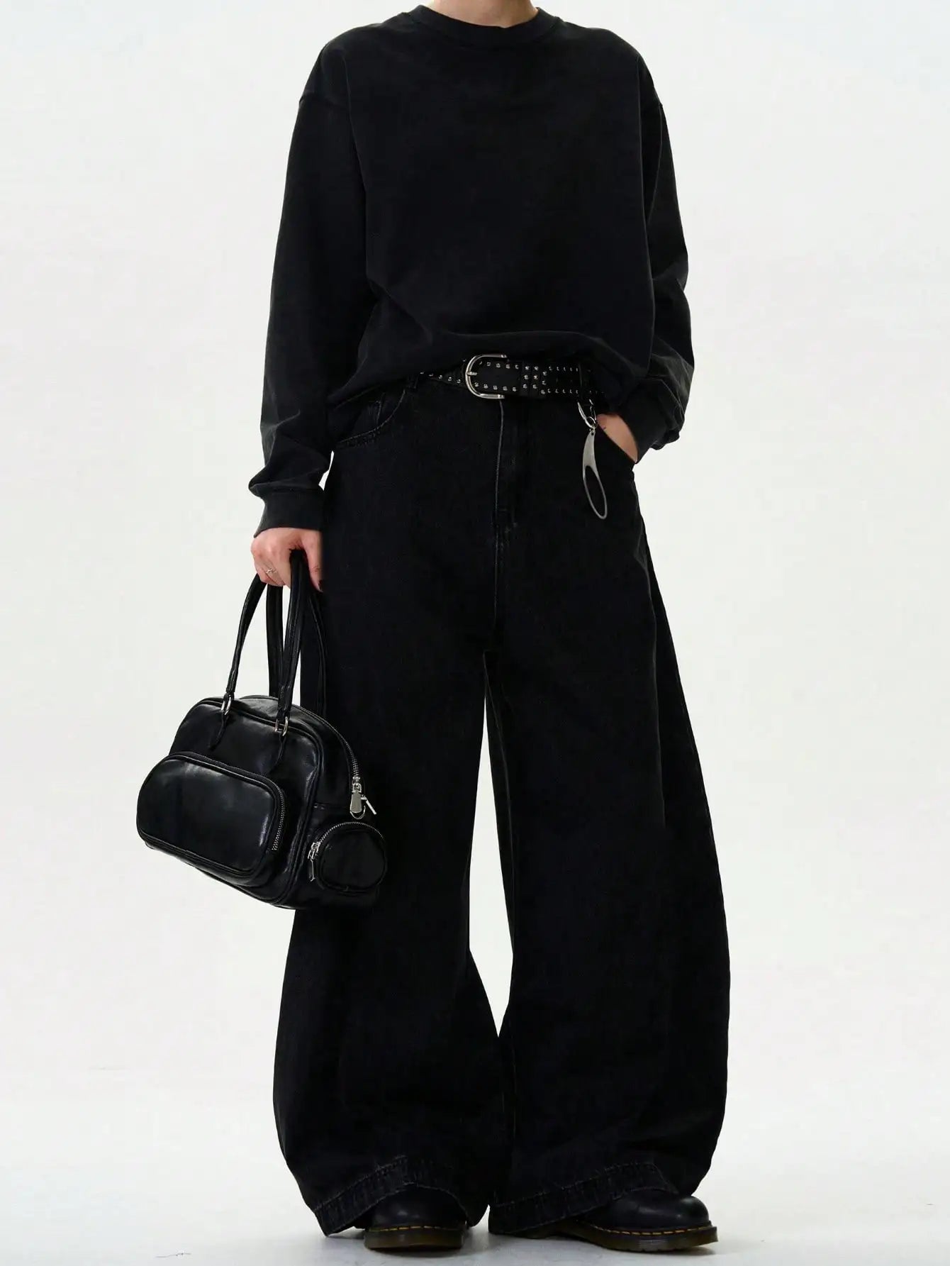 High Streets Summer Men's Jeans New American Wide Leg Curved Knife Denim Pants Loose Solid Color Male Trendy Trousers