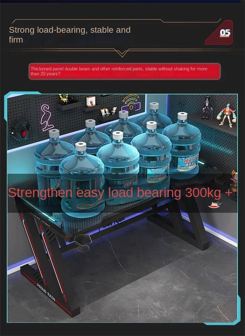 Light Luxury Gaming Table Carbon Fiber Computer Desks and Chair Set European Office Furniture Home Iron Bedroom Writing Table GL