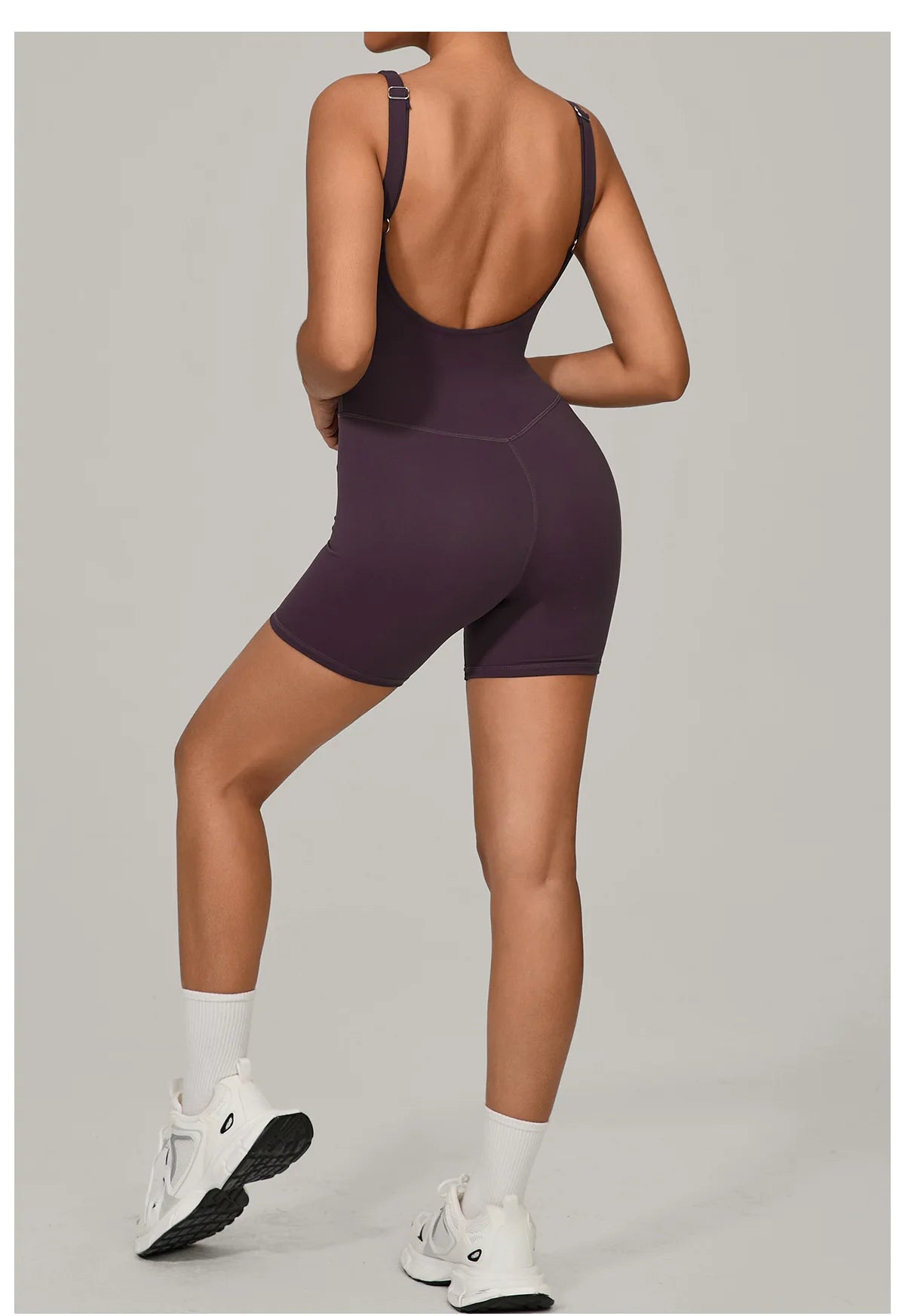 Women's Sports Suit Adjustable Shoulder Strap Jumpsuit One Piece Halter Sleeveless Bodysuit Short Jumpsuits Push Up Sportswear