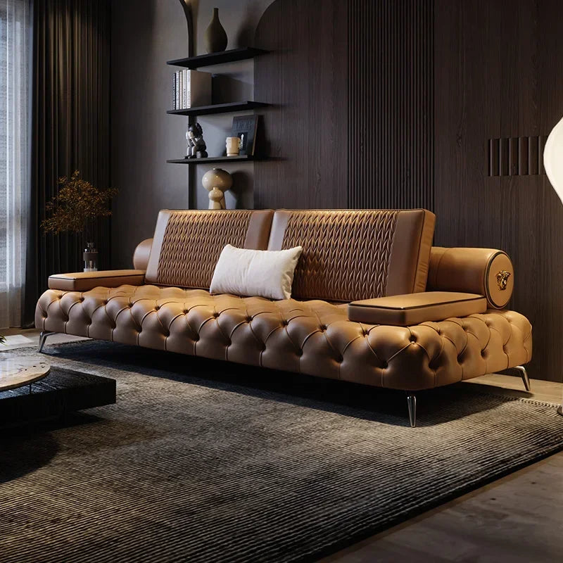 Armrest Large Filler Sofas European Brown Wood Modern Floor Salon Couch Recliner Luxury Nordic Divano Soggiorno Home Furniture - Kimlud