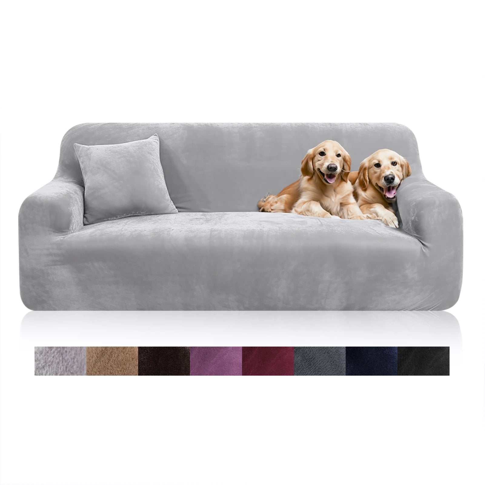 Velvet Sofa Cover Elastic Thick L Shaped Corner Sofa Slipcover for Living Room 1/2/3/4 Seater Stretch Cover for Couch Armchair - Kimlud