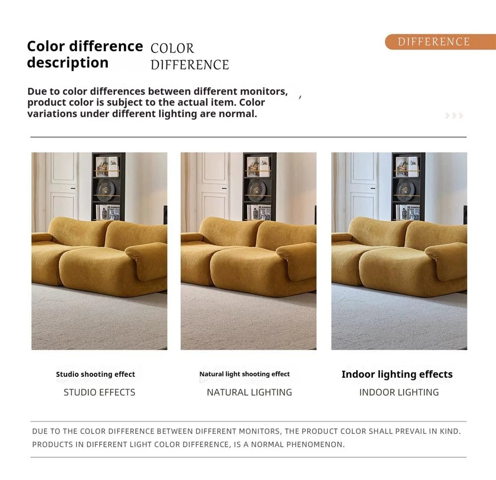 Vacuum-Compressed Modular Sofa, Wabi-Sabi Sherpa Fabric Sectional with High-Elastic Foam, Cream Mid-Century Style, Space...