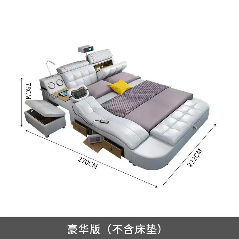 Storage Designer Double Bed Wood Nordic Drawers Queen King Double Bed Smart Luxury Massage Letto Multifunzione Bedroom Furniture