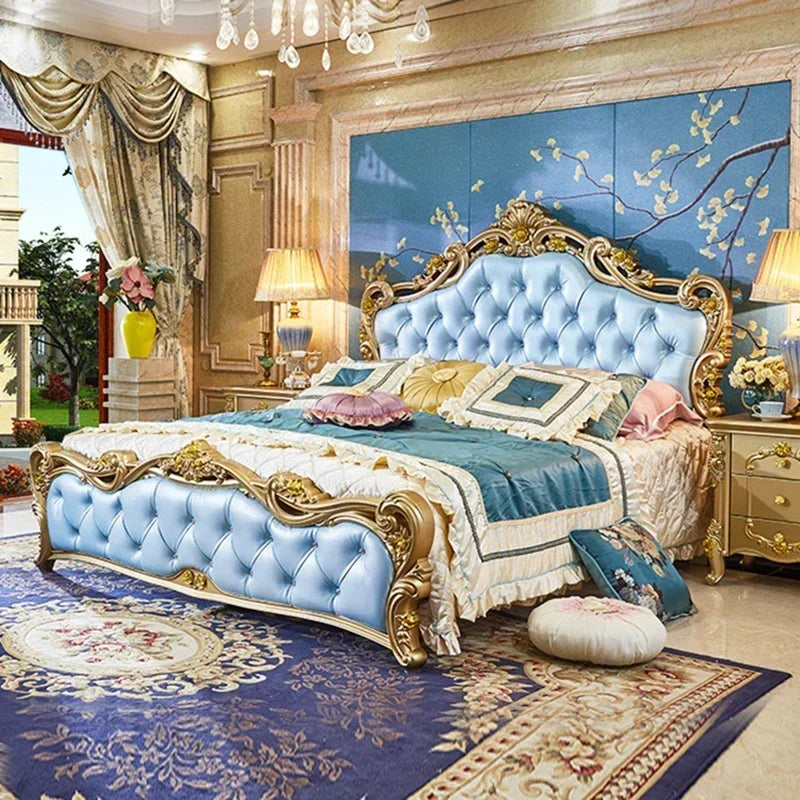 Large Princess Master Bedroom Set Double Villa High Luxury Human Bedroom Set Wooden Sleeping Letti E Mobili Nordic Furniture - Kimlud