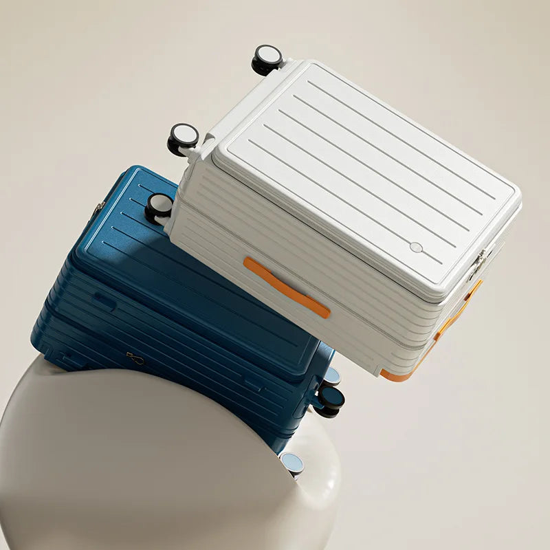 Front Opening Multi-Functional Suitcase Business Wide Trolley Luggage ABS+PC Large-capacity Password Box Travel Trolley Case