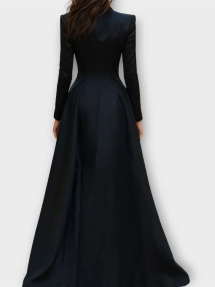 Classic V-Neck Suit Full Sleeve Button Lace Mermaid Formal Evening Dresses Birthday Party Prom Gowns Customized