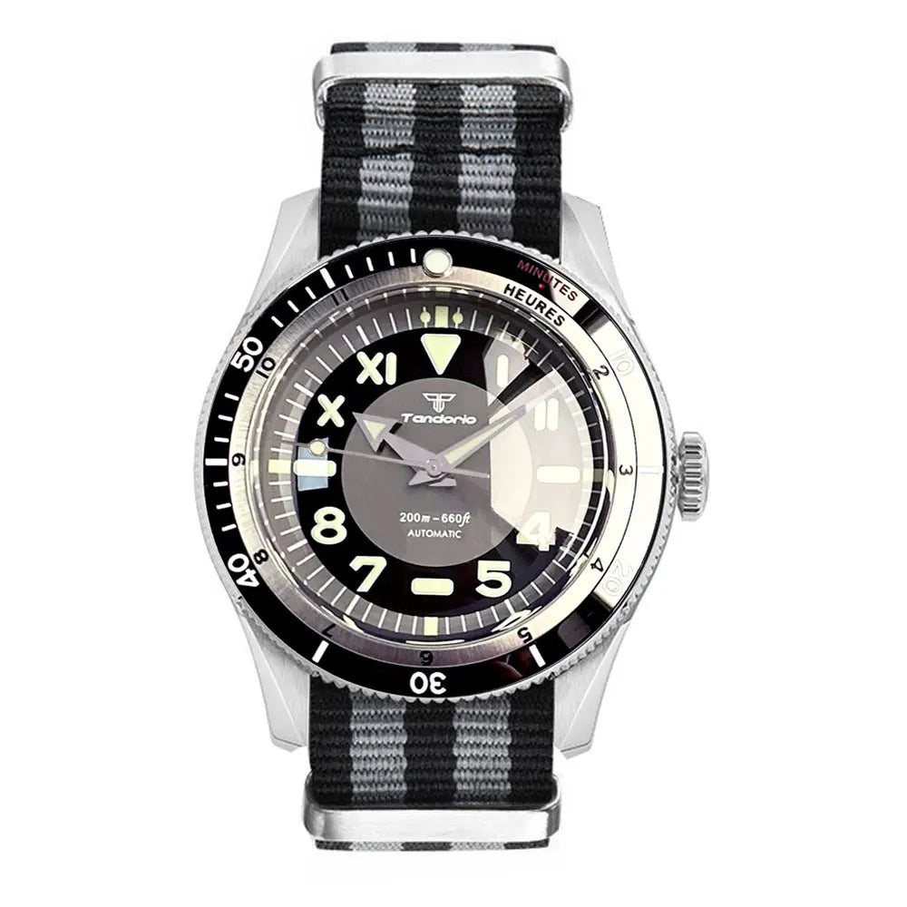 Tandorio Vintage 20ATM Dive Swim Watches Domed Sapphire Black White NH35 PT5000 40mm Automatic Mechanical Men Watch Luminous New