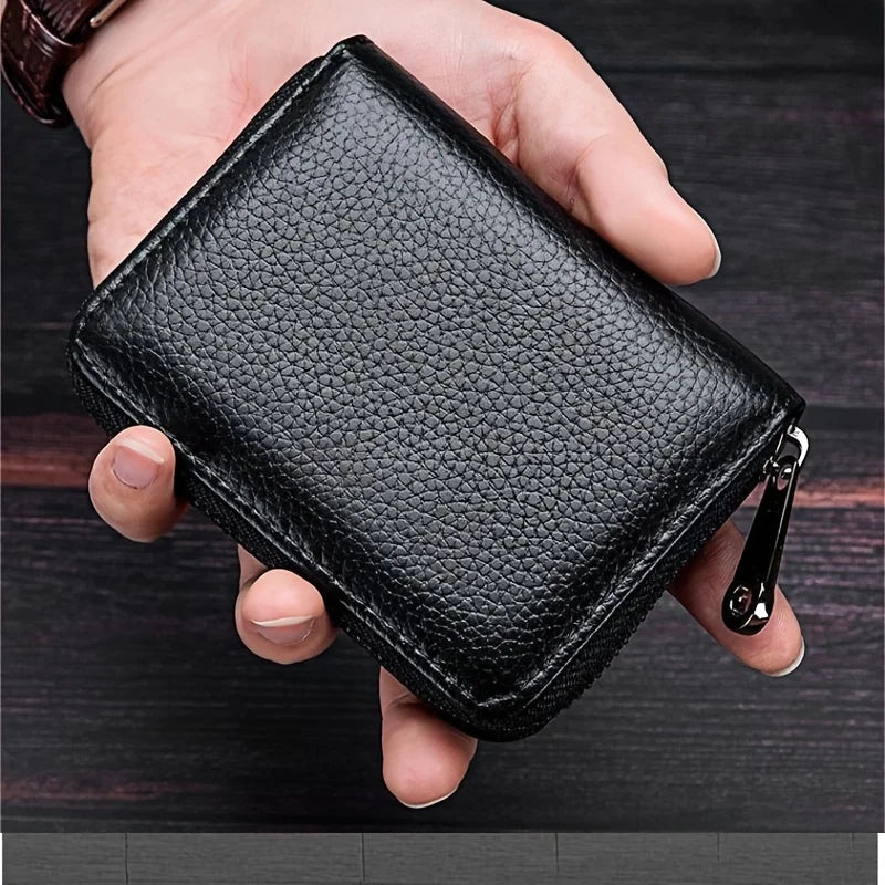 1Pc Leather Card Case with Zippered Coin Compartment Long Lasting and Durable Portable Perfect for Daily Commuting