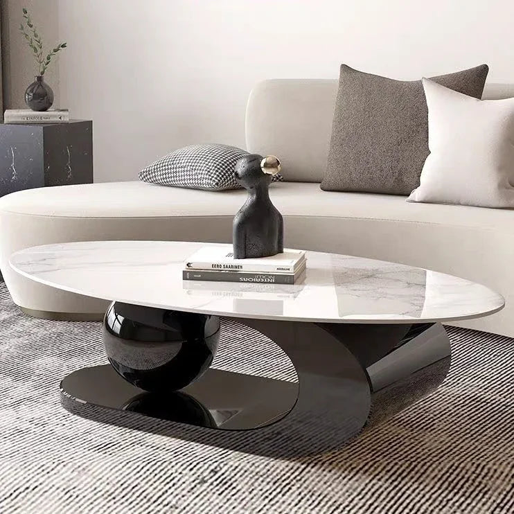 -Rock Slab Light Luxury Coffee Table Modern Minimalist Home Small House Italian Living Room Designer Oval Coffee Table Table - Kimlud