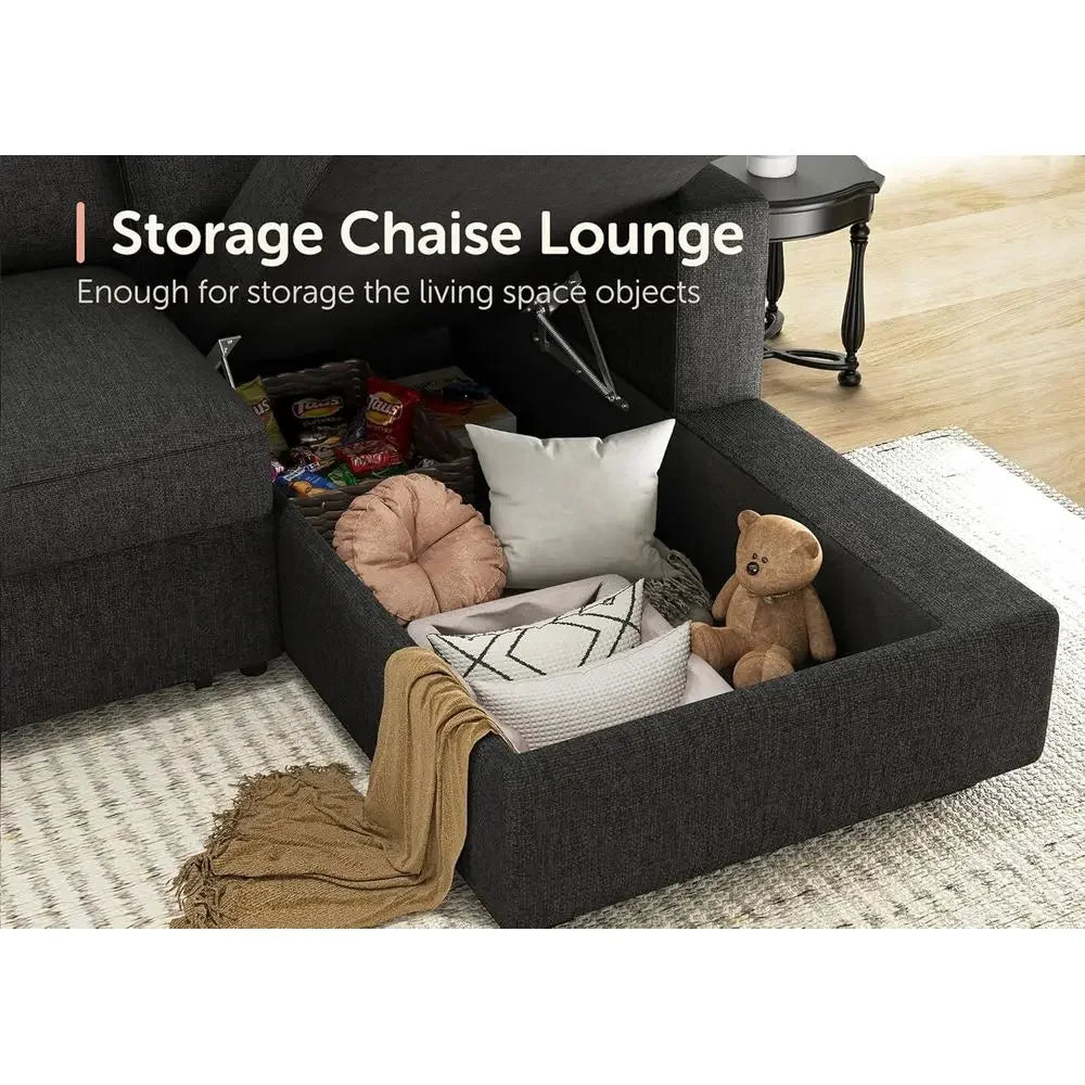 BestsellerGray Sectional Sofa with Hidden Bed and Storage for Living Room | Kimlud Luxury Sofa