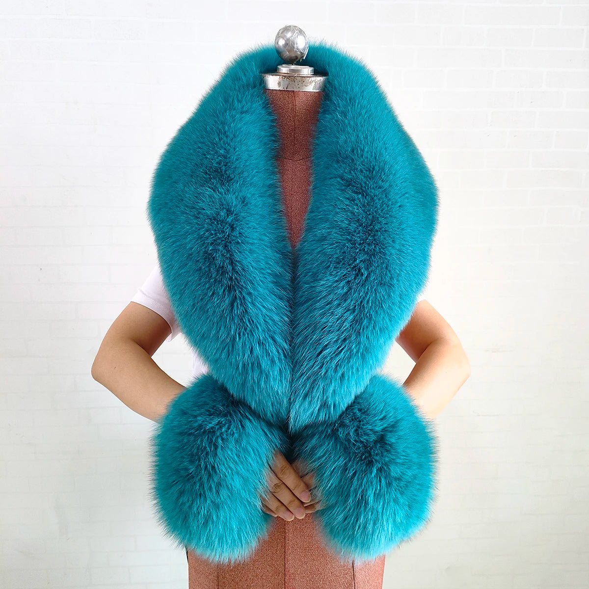 Real Fox Fur Collar Cuffs Set For Women Men Winter Neck Warmer Furry Scarf Fluffy Pelt Fur Shawl Coat Overcoat Fashion Accessory