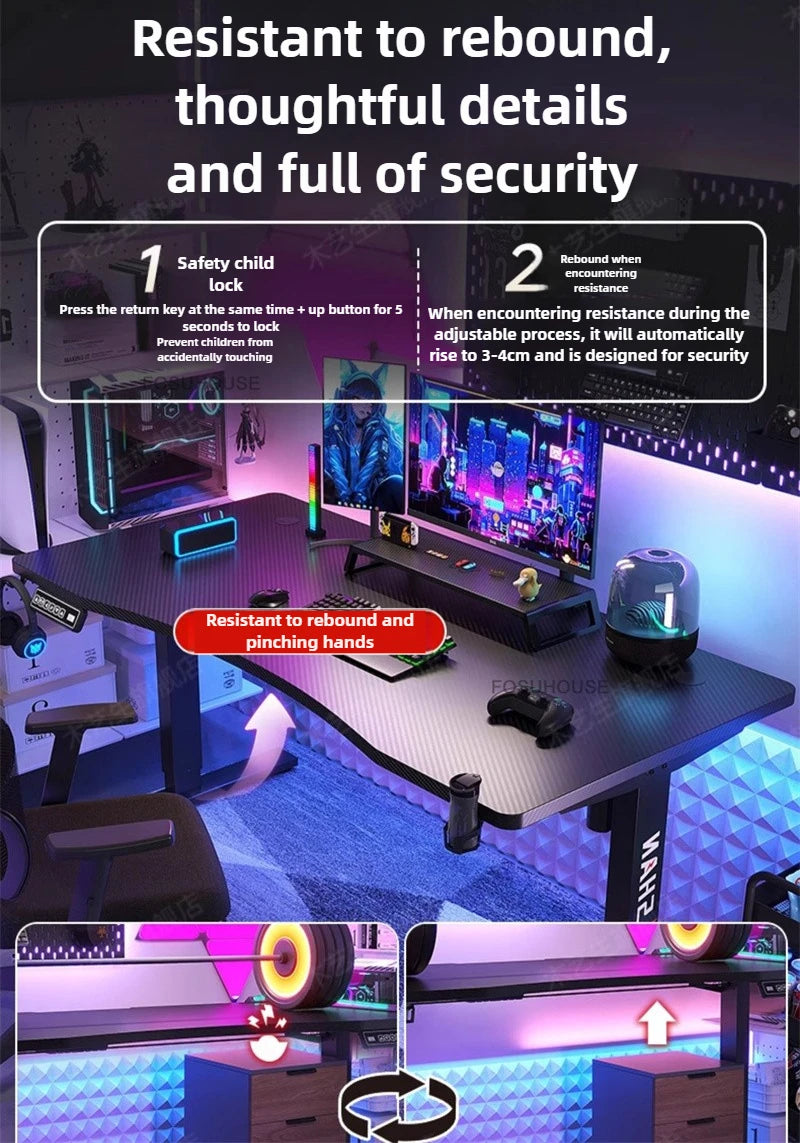 Electric Lifting Computer Desks for Bedroom E-sports Gaming Desk Minimalist Lifting Computer Table Household Student Study Desk
