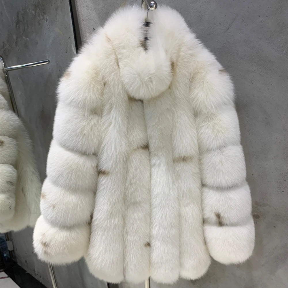 Long Fox Fur Coats Wholesale Winter Female Natural Fox Fur OutWear Full Pelt Real Fox Fur Jackets with Long Sleeve 909