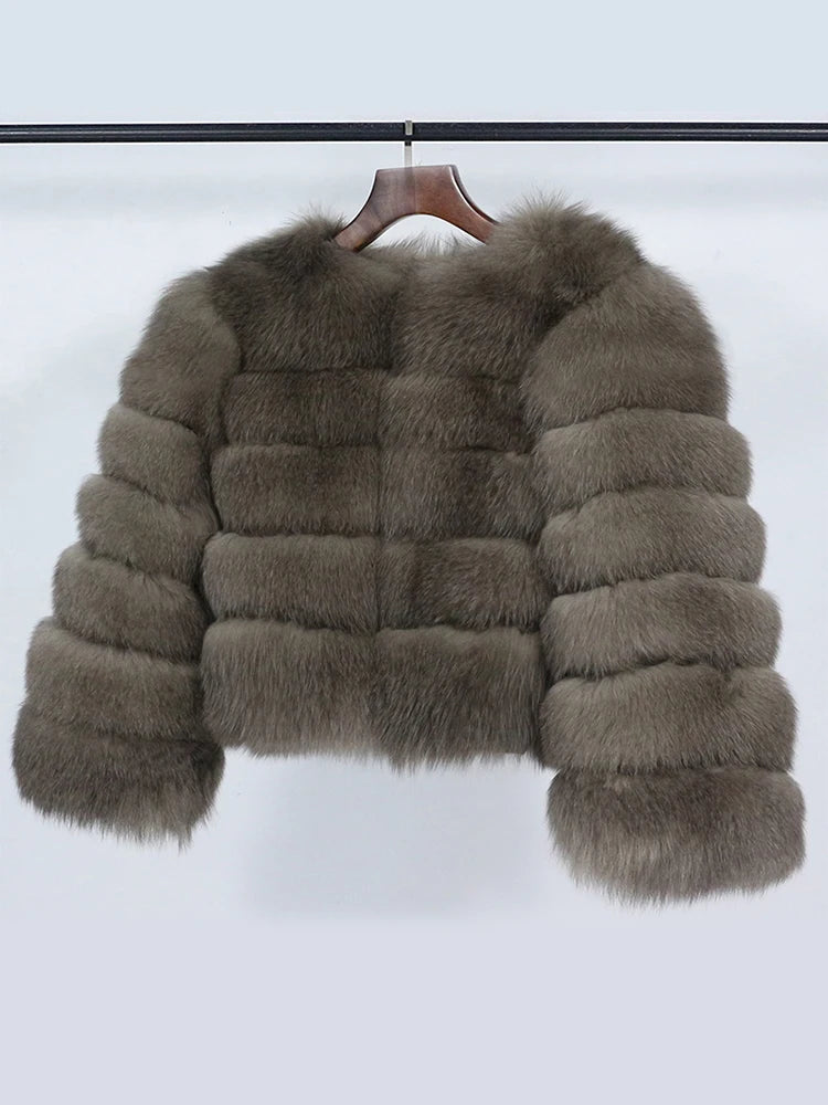 OFTBUY 2022 Winter Jacket Women Real Fox Fur Coat Natural Fox Fur Outerwear O-neck Three Quarter Sleeve Thick Warm Fashion New