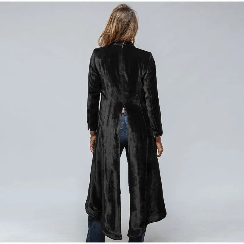 Casual Velvent Long Cardigan Women Office Loose Long Sleeve Female Windbreakers 2024 Autumn Winter Fashion Lady Party Jackets