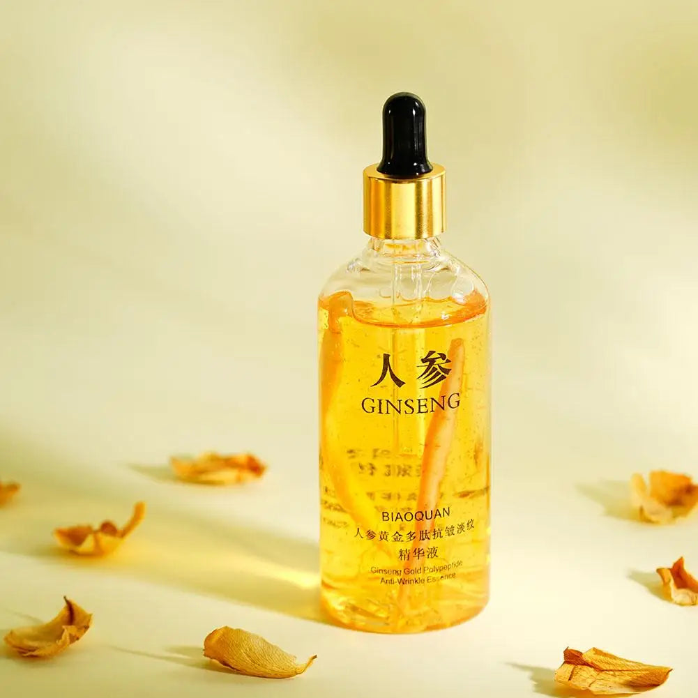 100mlGold Ginseng Face Essence Polypeptide Lightening Skin Moisturizing Facial Serum Smoothing Skin Care Products Deep Hydration