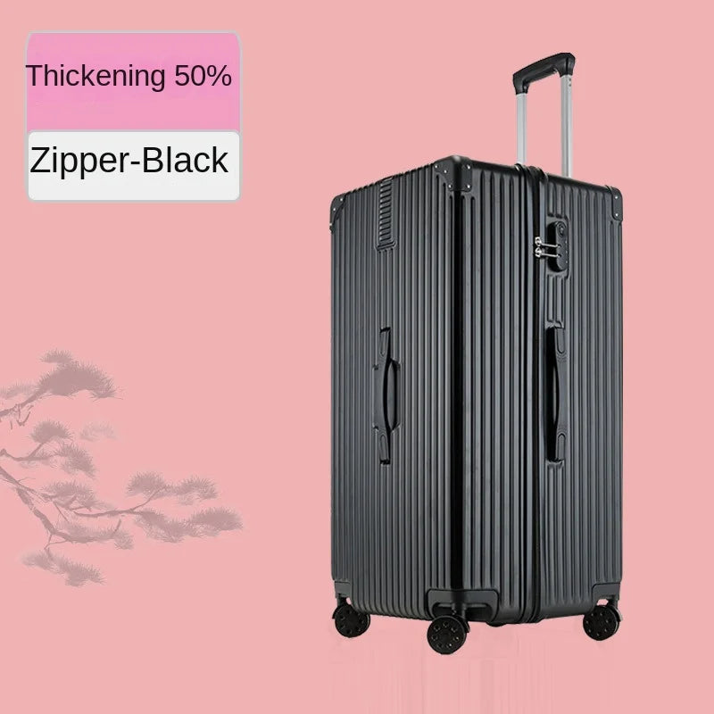 Oversized 28/50/70/80-inch Suitcase Aluminum Frame Suitcase on Wheels Large capacity Leather Luggage with Combination Lock