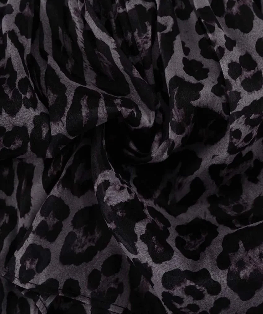 Oymimi Fashion Brown Leopard Print Women's Dress Elegant Long Sleeve Buton Lace-Up Dresses Casual Cascading Ruffle Mini Dresses