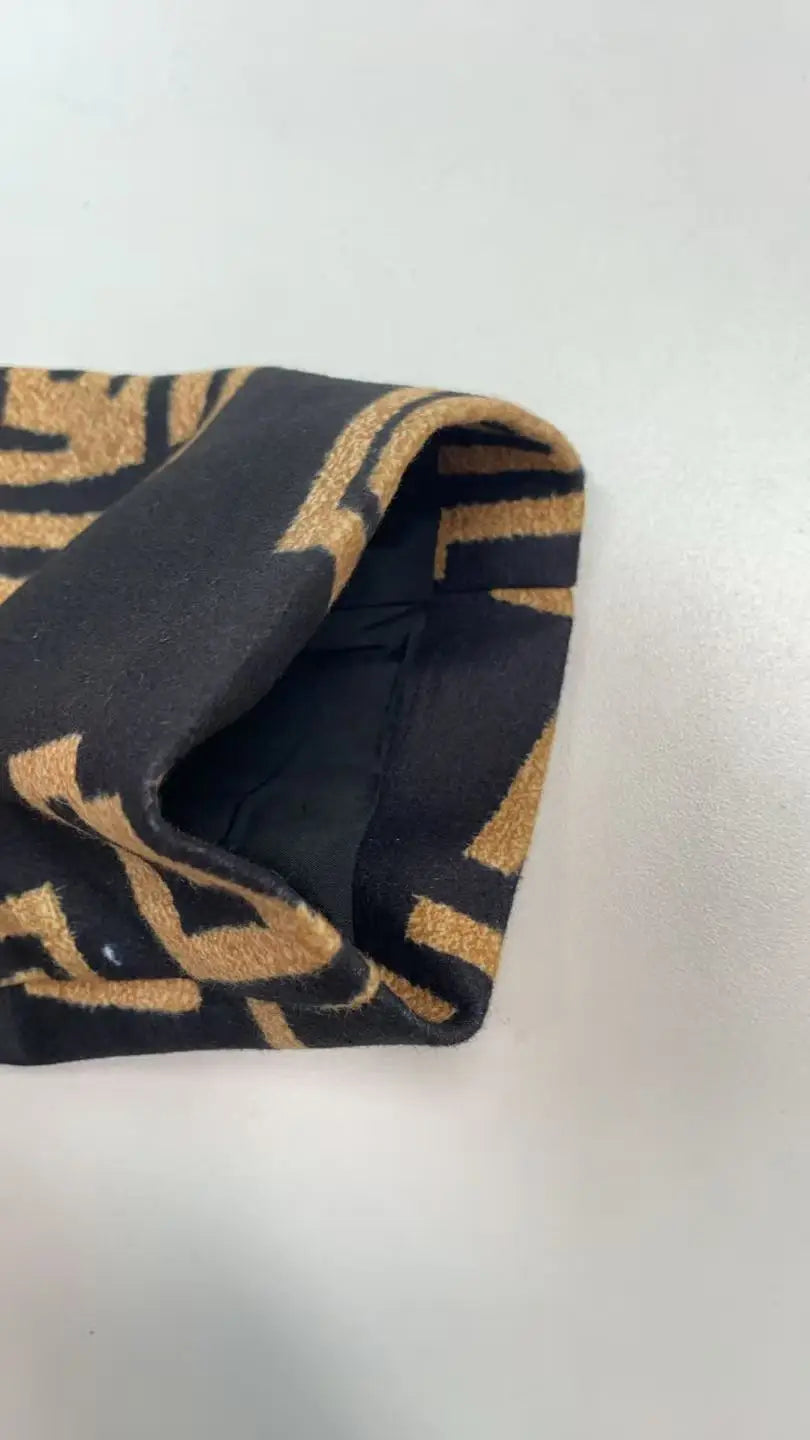 Modigirl 2026 New Spring Women's Vintage Midi Length Coat Urban Trendy Golden Meander Print Long Jackets Pockets female