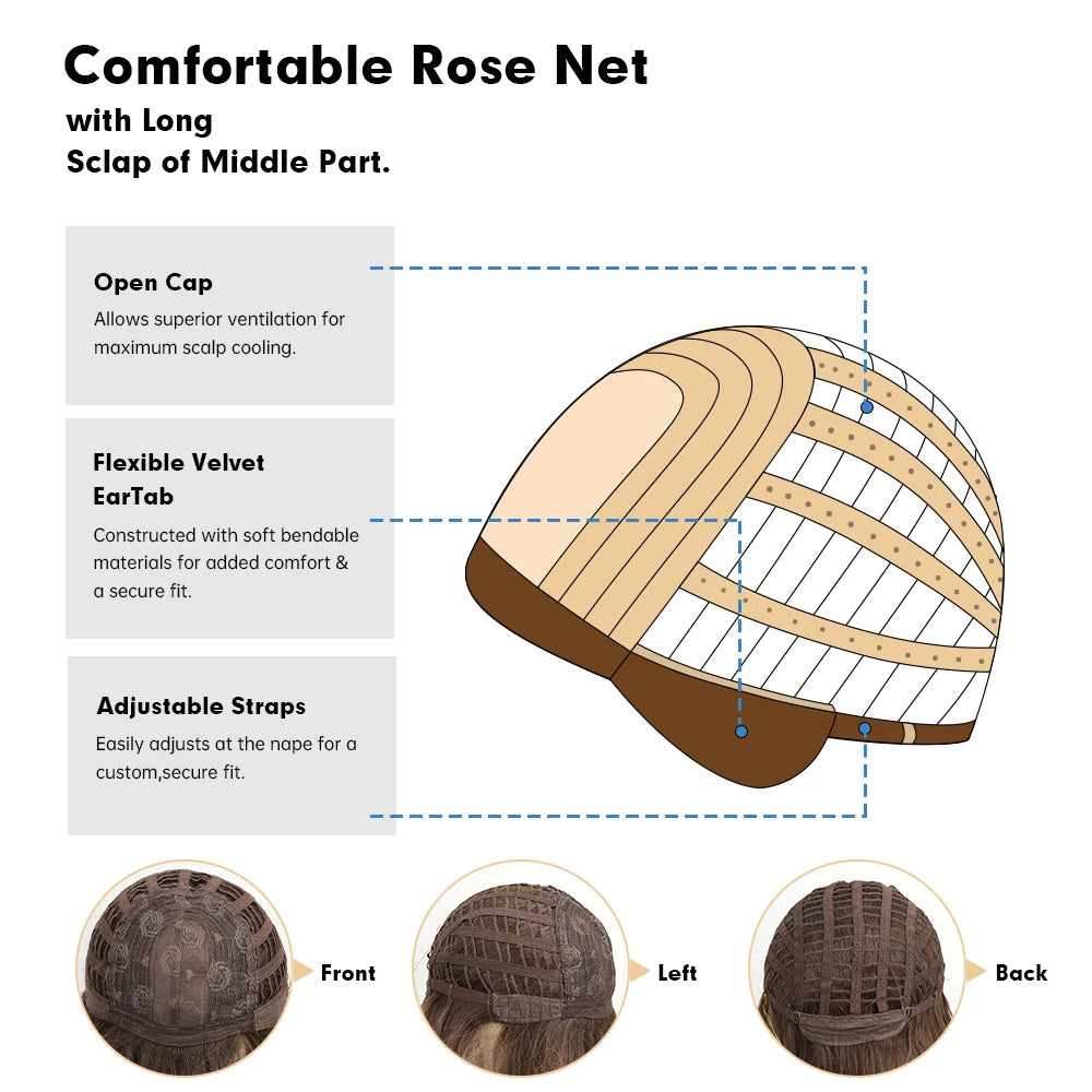 Golden Blonde Mixed Synthetic Wig Dark Root Wavy Hair With Side Bangs for Women Daily Party Cosplay wig Heat Resistant Fiber