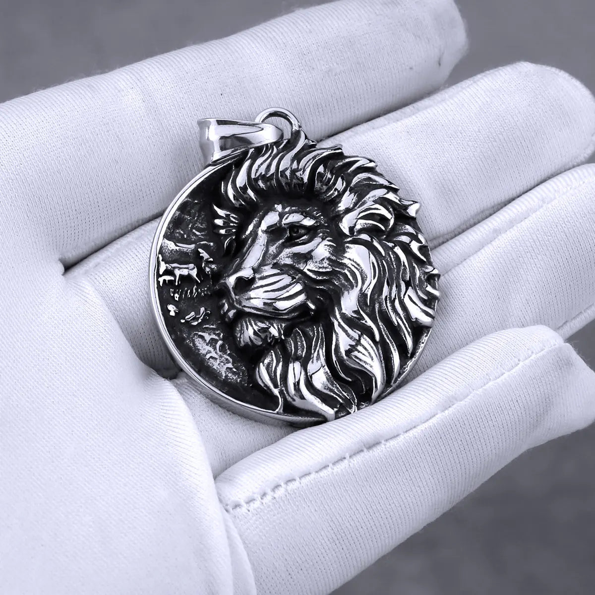 Stainless Steel Nordic Vikings Lion Necklace for Men Vintage Punk Hip Hop Biker Pendant Necklace Chain Jewelry Gift Wholesale