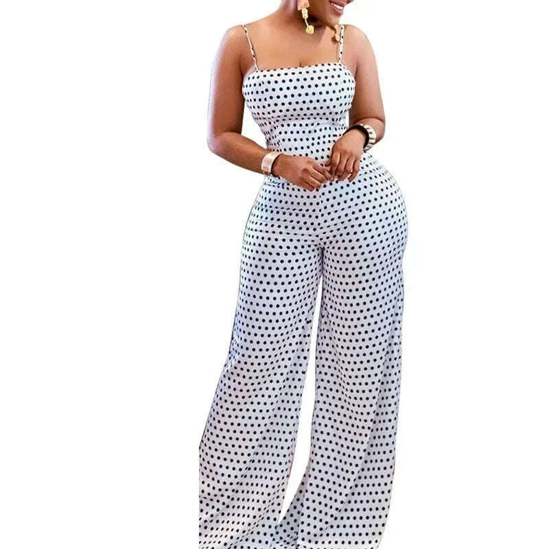 Women Jumpsuits Overalls High Waist Dot Wide Leg Pants High Street Casual Flat Sexy Backless Wrapping Breast 2023 Autumn
