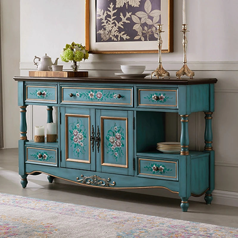 Side cabinet Solid wood American rural entrance cabinet Painted storage | Kimlud Mid Range Cabinet