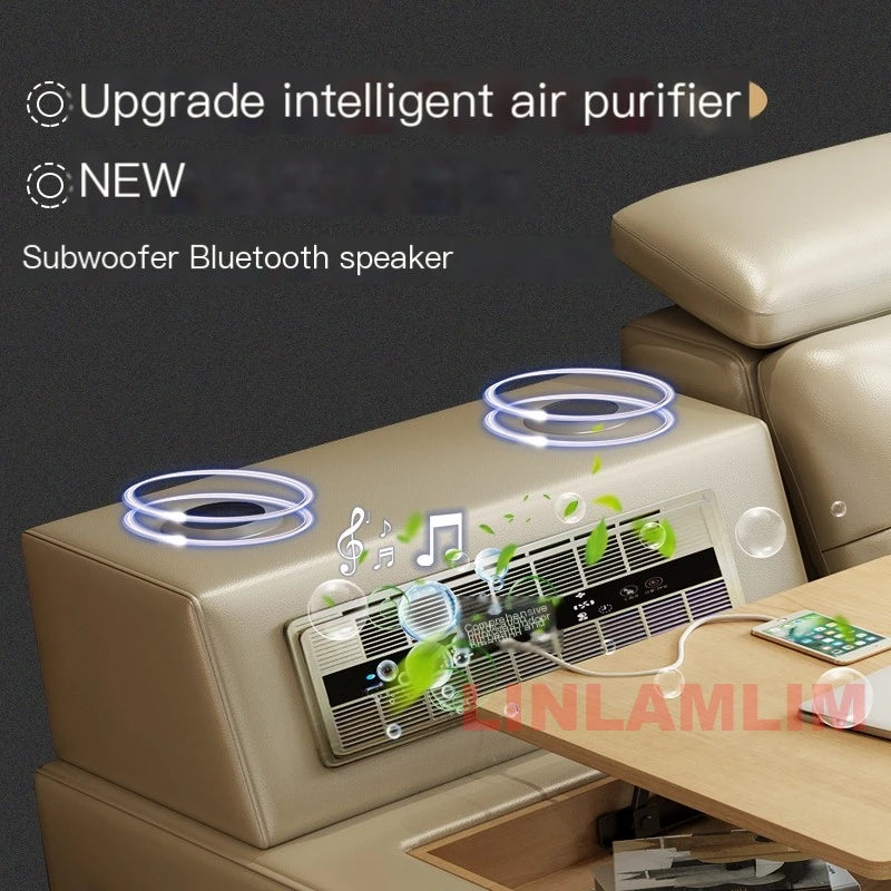 MINGDIBAO Massage Bed with Ultimate Comfort and Genuine Leather Multifunctional Frame - Bluetooth Speaker, Safe Air...