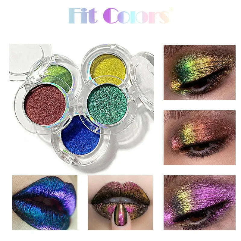 High-Pigmented Chameleon Purple Eyeshadow Powder MultiChrome Shifting Pigments Shiny Metallic Lipstick Eyes Makeup Palette