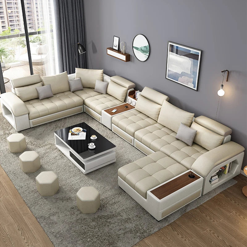 #@ Modern Luxury Living Room Modular Combination Sofa Furniture Set Multifunctional U Shaped 7 Seater Sectional Corner Sofa