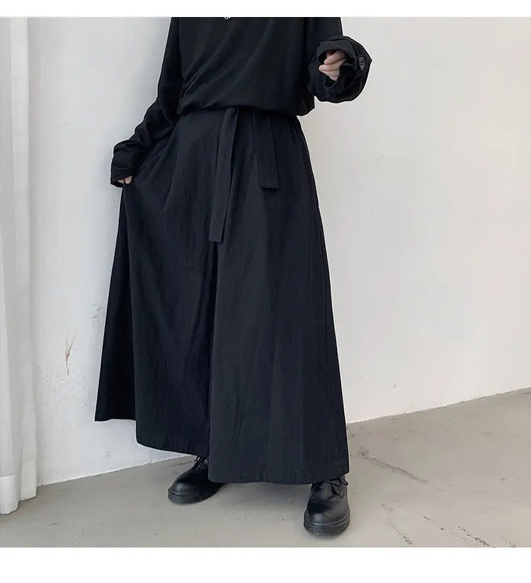 Men Hakama Harajuku Kimono Samurai Pants Men Casual Wide Pants Men Chinese Style Hanfu Tang Trousers Male Kendo Uniforms