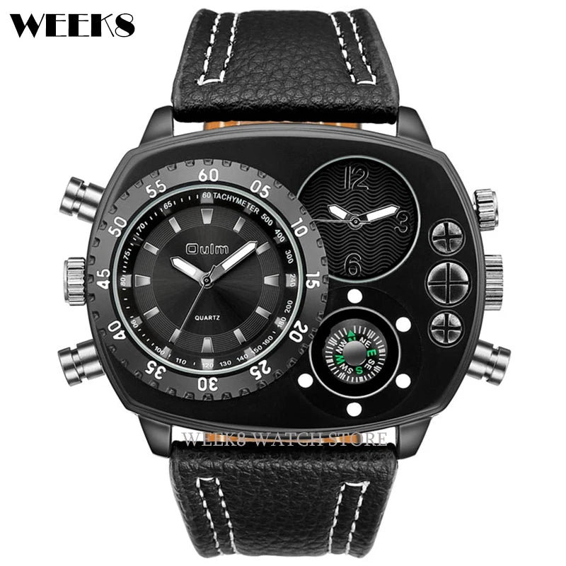 Luxury Sports Watches for Men Top Brand Casual Military Big Dial Cool Man Unique Wristwatch Male Decorative Compass Quartz Clock